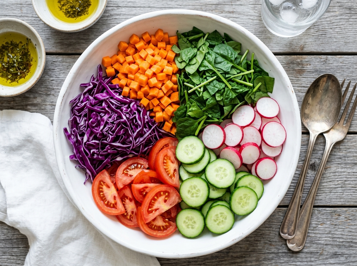 Freshly chopped vegetables platter